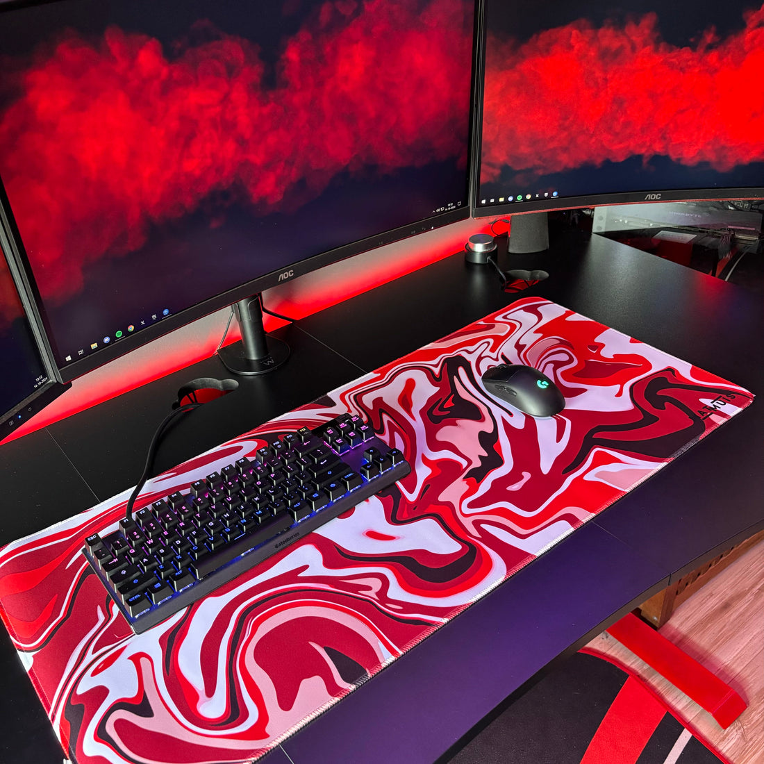 Liquid Abstract Red Edge | XXL Gaming Muismat - Matmuis