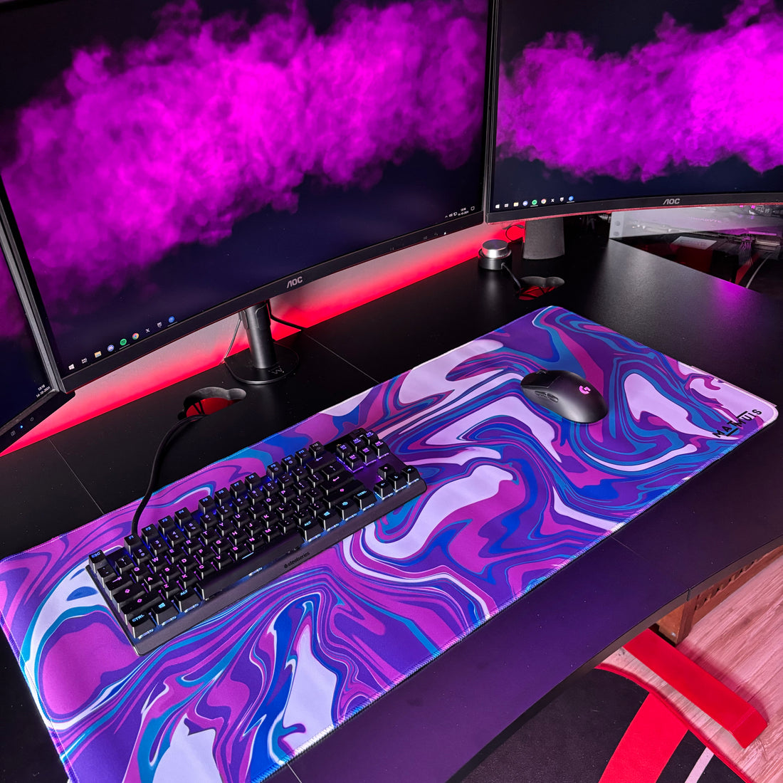 Liquid Abstract Purple Vector | XXL Gaming Muismat - Matmuis