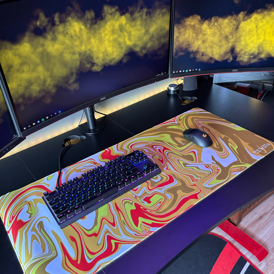 Liquid Abstract Gold Impact | XXL Gaming Muismatten - Matmuis